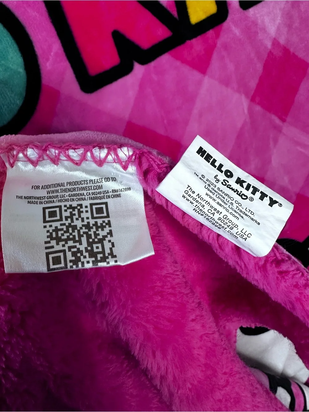 Hello Kitty Pink Multicolor Umbrella Plush Throw Blanket